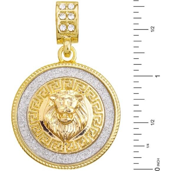 Fashion Iced CZ Lion Head Medallion Pendant 20" Miami Cuban Chain Necklace - Picture 2 of 6